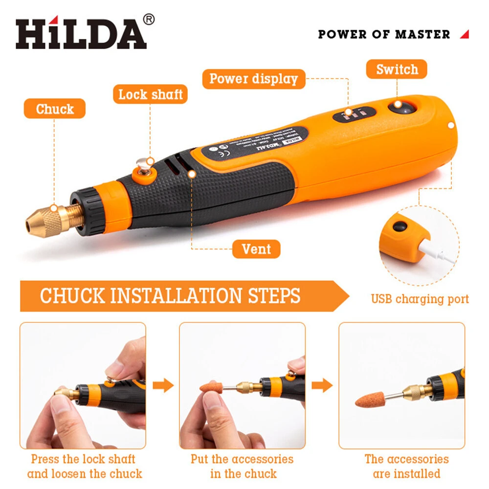 HILDA 3.6V Cordless Mini Drill Rotary Power Tools 3 Gears Compact And Versatile 5000/10000/15000rpm 3.2mm Chuck Size Lightweight Portable And Easy To Use Ideal For DIY Projects 6 HILDA 3.6V Cordless Mini Drill Rotary Power Tools 3 Gears Compact And Versatile 5000/10000/15000rpm 3.2mm Chuck Size Lightweight Portable And Easy To Use Ideal For DIY Projects - Image 4