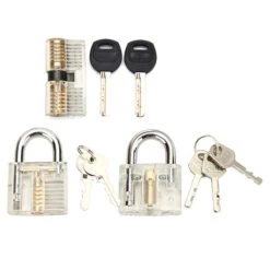 Front Page 44 3Pcs Transparent Cutaway Inside View Of Practice Padlock Locksmith Practice Training Skill Set Lock Picks