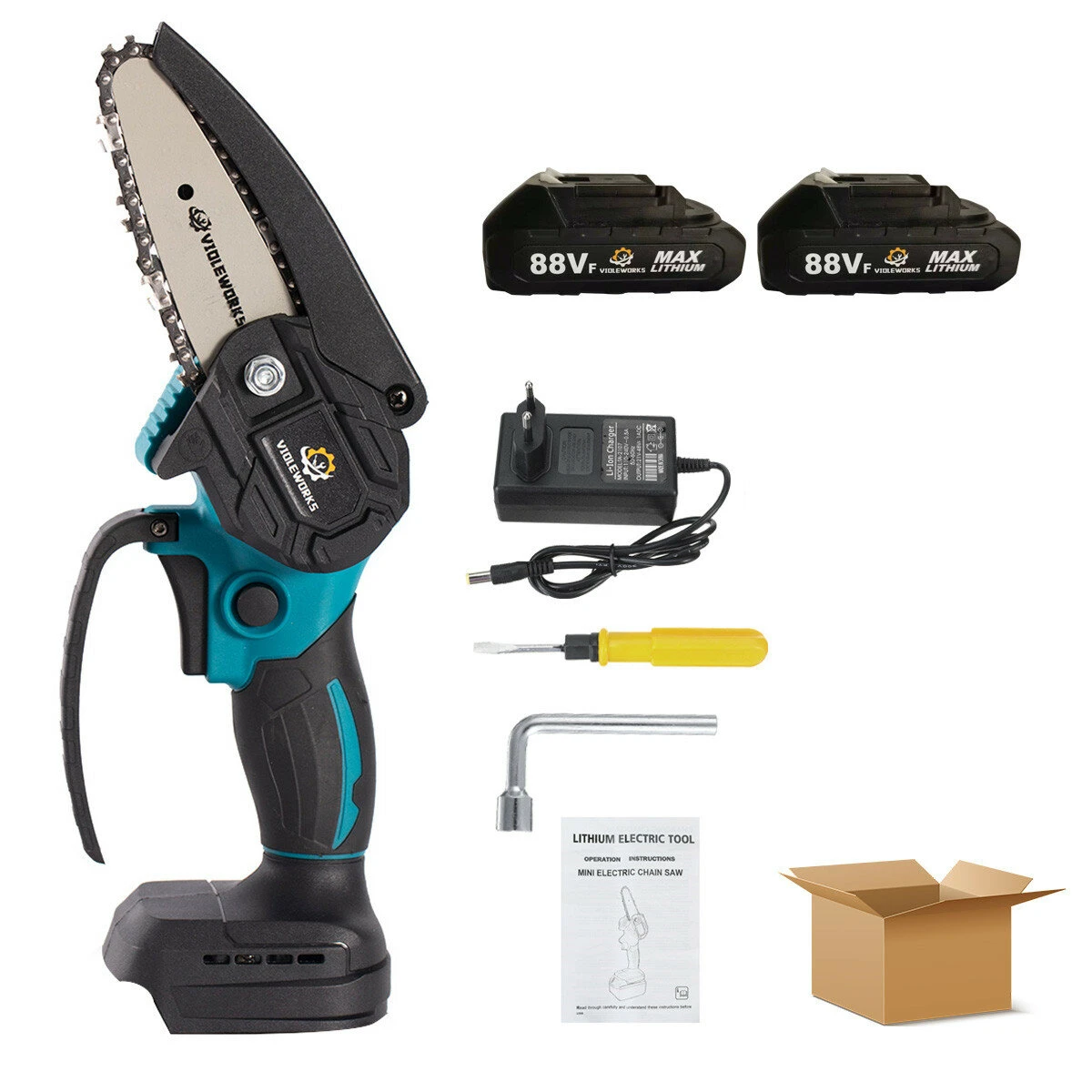 VIOLEWORKS 4 Inch 88VF Cordless Electric Chain Saw One-Hand Saw Woodworking Tool W/ None/1pc/2pcs Display Battery For Makitabattery 13 VIOLEWORKS 4 Inch 88VF Cordless Electric Chain Saw One-Hand Saw Woodworking Tool W/ None/1pc/2pcs Display Battery For Makitabattery - Image 11