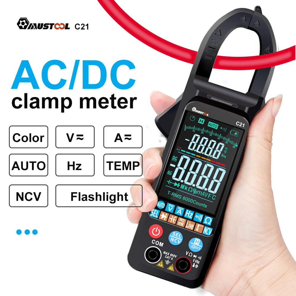 MUSTOOL C21 AC/DC Current Voltage Digital Clamp Meter Large Color Screen NCV 6000 Counts True RMS Automatic Measurement Smart Digital Multimeter 3 MUSTOOL C21 AC/DC Current Voltage Digital Clamp Meter Large Color Screen NCV 6000 Counts True RMS Automatic Measurement Smart Digital Multimeter