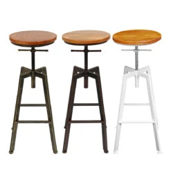 Adjustable Bar Chairs Wood Iron Counter Stool Retro Industrial Rotating Lift Bar Decorations -Home-Tools 2b8fe907 7cb4 4c5a 883f 43d8a3f95b21