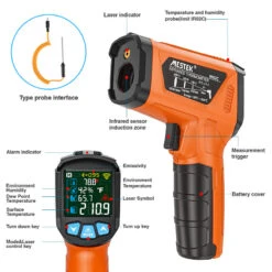MESTEK Advanced Infrared Thermometer IRO2C Wide Temperature Range (-50°C To 800°C) Adjustable Emissivity 12-Point Laser Inverted Color Screen HD Backlight Accurate Measurements Ideal For Industrial HVAC And Home Use -Home-Tools 2d8b6a99 c282 4833 a19d fec594788910
