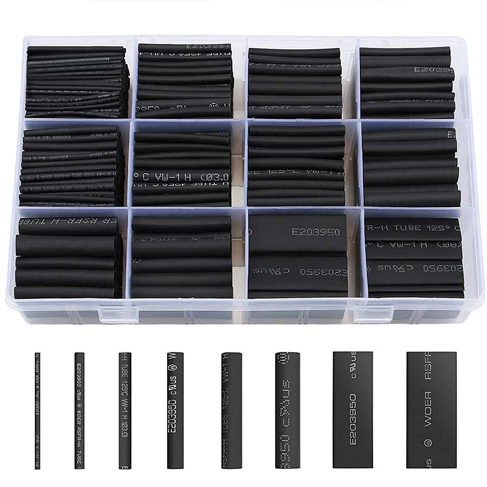 650pcs Heat Shrink Tubing Black Ratio 2:1 Insulation Protection Flame Retardant Heat Shrink Sleeving Wrap Car Electrical Cable Wire Kit Set In A Clear Plastic Box 8 Size 3 650pcs Heat Shrink Tubing Black Ratio 2:1 Insulation Protection Flame Retardant Heat Shrink Sleeving Wrap Car Electrical Cable Wire Kit Set In A Clear Plastic Box 8 Size