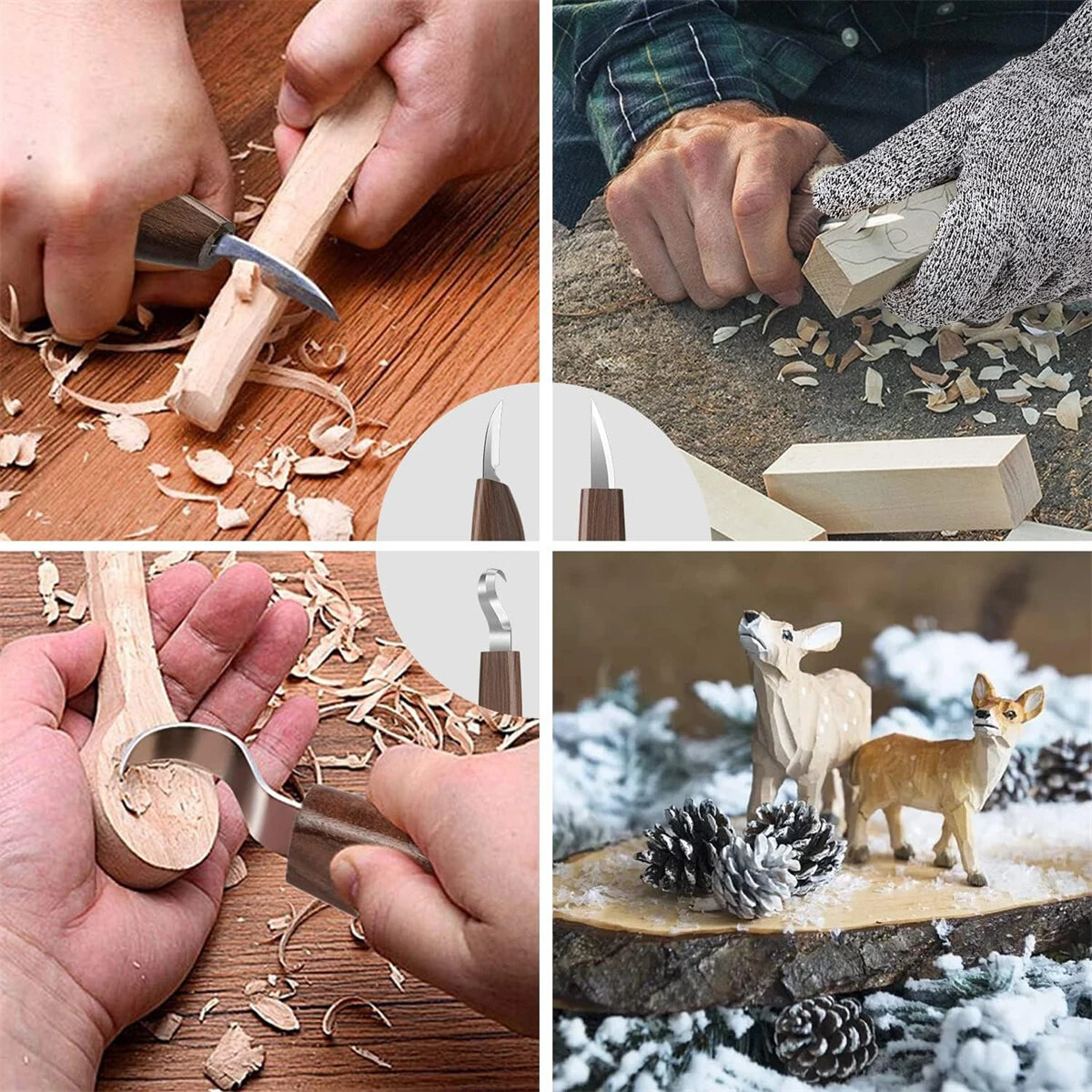 7 In 1 Wood Carving Tools Kit With Carving Hook Knife Wood Whittling Knife Chip Carving Knife Gloves Carving Knife Sharpener For Beginners Woodworking Kit 11 7 In 1 Wood Carving Tools Kit With Carving Hook Knife Wood Whittling Knife Chip Carving Knife Gloves Carving Knife Sharpener For Beginners Woodworking Kit - Image 9