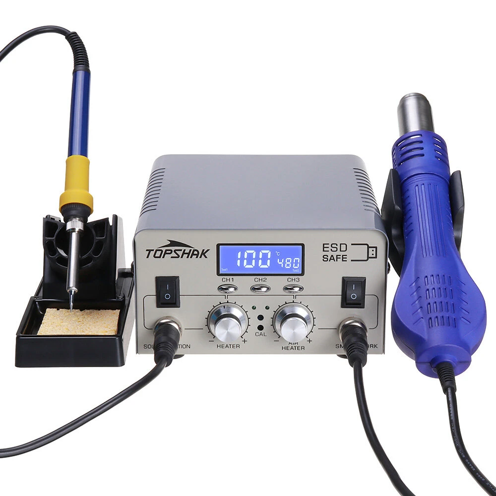Topshak TS-CD4 680W 2 In 1 Rework Hot Air LCD Digital Display Soldering Station Independent Switch 3 Preset Memory Buttons PID Temperature Control Auto Standby & Working USB Charging Port Soldering Station 4 Topshak TS-CD4 680W 2 In 1 Rework Hot Air LCD Digital Display Soldering Station Independent Switch 3 Preset Memory Buttons PID Temperature Control Auto Standby & Working USB Charging Port Soldering Station - Image 2