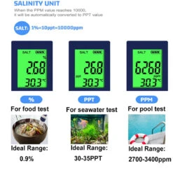 5 In1 Pool Salt Tester Digital Salinity Meter High Accuracy IP67 Waterproof With PPM PPT % Display Auto-Off Energy Efficient For Pools Aquariums Seawater -Home-Tools 3fa21276 84d8 4e48 a01e 78b9df2a7579