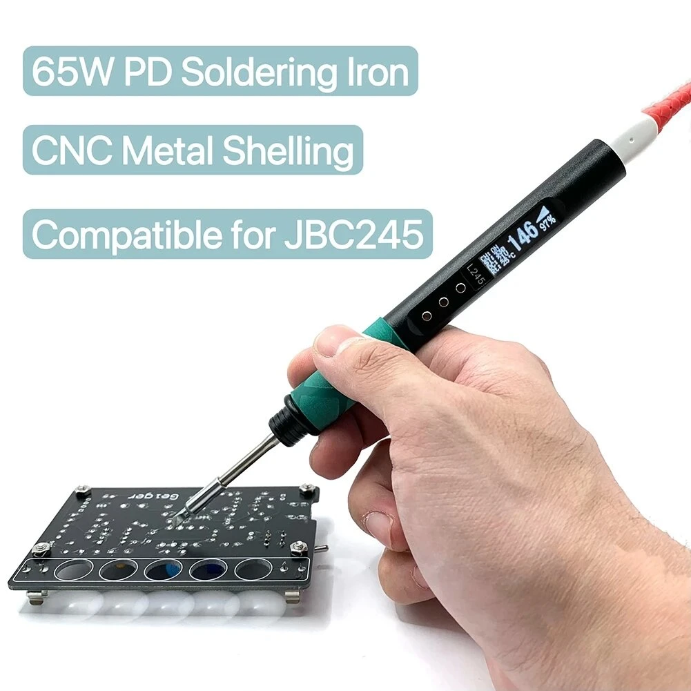 65W L245 Electric Soldering Iron Power Supplying Aluminum Alloy CNC Shell QC PD Type-C Compatible JBC245 4 65W L245 Electric Soldering Iron Power Supplying Aluminum Alloy CNC Shell QC PD Type-C Compatible JBC245 - Image 2