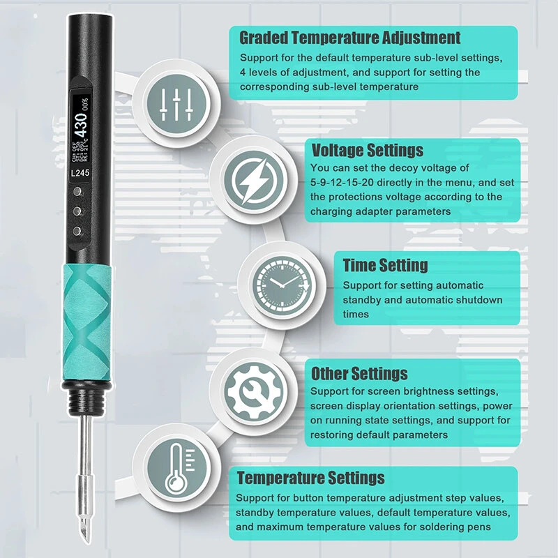 65W L245 Electric Soldering Iron Power Supplying Aluminum Alloy CNC Shell QC PD Type-C Compatible JBC245 9 65W L245 Electric Soldering Iron Power Supplying Aluminum Alloy CNC Shell QC PD Type-C Compatible JBC245 - Image 7