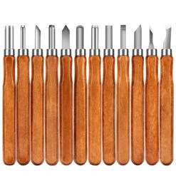 SK2 Carbon Steel 12-Piece Wood Carving Knife Set With Ergonomic Handles Ideal For Sculpting Whittling Crafts Beginners & Professional Woodworkers - All-in-one Kit In A Portable Canvas Bag