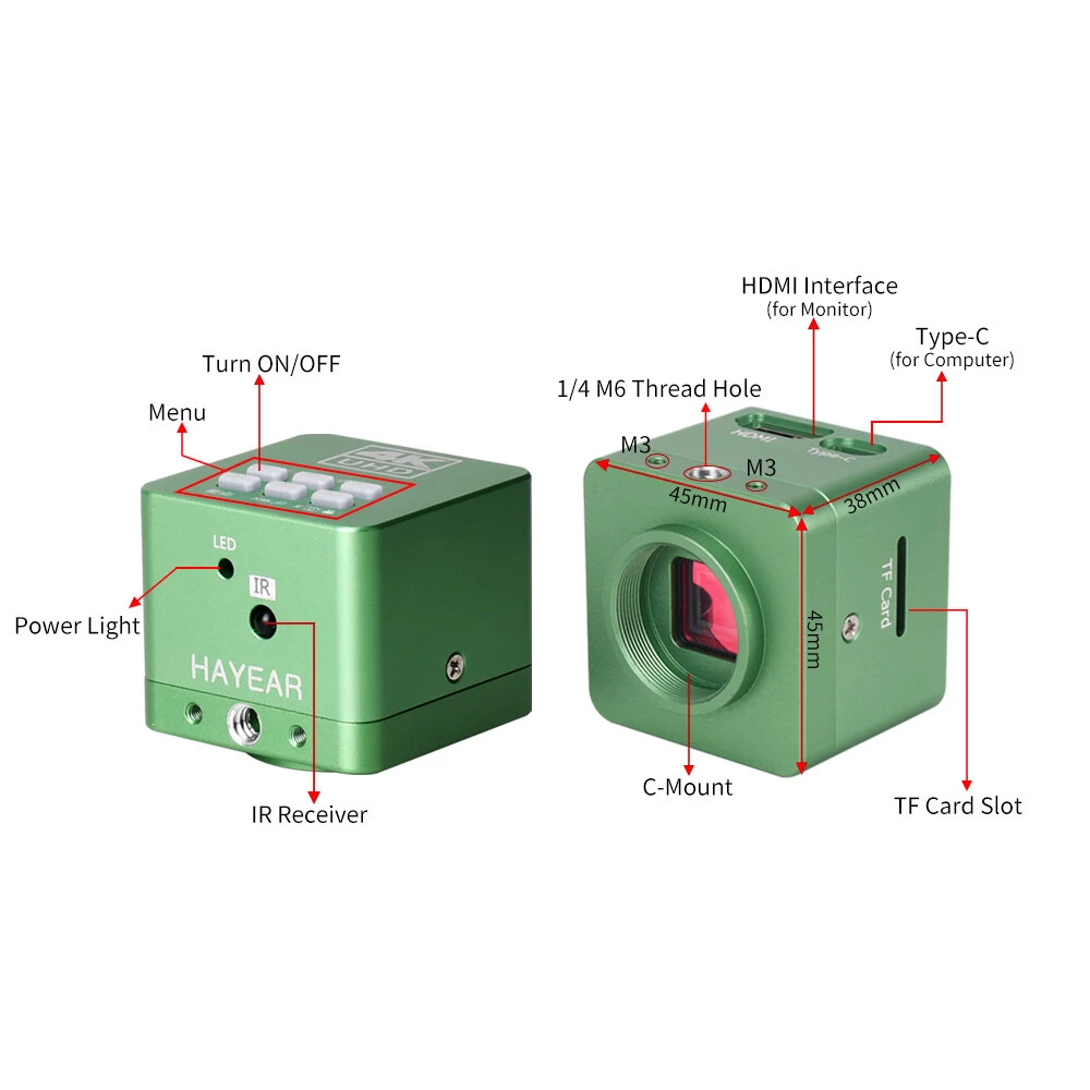 HAYEAR 2023 New Ultra HD 4K 2160P USB HDMI Digital Microscope Camera Industrial Lab Detected Images Acquisition Video Recorder 12 HAYEAR 2023 New Ultra HD 4K 2160P USB HDMI Digital Microscope Camera Industrial Lab Detected Images Acquisition Video Recorder - Image 10