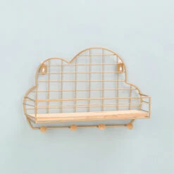 Wall Mounted Shelf Metal Wire Rack Storage Unit With Hooks Key Basket Hanger -Home-Tools 54a0dd0c e032 4309 8883 e3971d7df49f