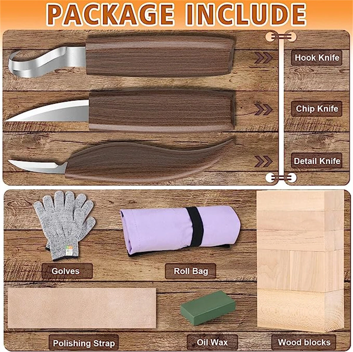 7 In 1 Wood Carving Tools Kit With Carving Hook Knife Wood Whittling Knife Chip Carving Knife Gloves Carving Knife Sharpener For Beginners Woodworking Kit 10 7 In 1 Wood Carving Tools Kit With Carving Hook Knife Wood Whittling Knife Chip Carving Knife Gloves Carving Knife Sharpener For Beginners Woodworking Kit - Image 8