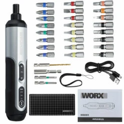 WORX WX240.1 3.6V 250RPM Mini Electric Screwdriver Hosehold DIY Screw Driver Tool Handle With 26Pcs Bit