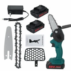 Mini Chainsaw Cordless Battery Power-Chain-Saws - 4In Electric Battery Powered Chainsaw Portable One-Hand Handheld, 88VF Rechargeable Operated For Tree Trimming, Branch And Wood Cutting