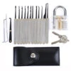 DANIU Transparent Practice Padlock With 12pcs Unlocking Lock Picks Set Key Extractor Tools