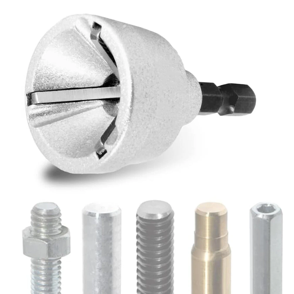 High-Speed Steel Chamfer Tool Deburring External 6-Blade Set Sandblasted Finish For 1/8"-3/4" Bolts Efficient Burr Removal 3 High-Speed Steel Chamfer Tool Deburring External 6-Blade Set Sandblasted Finish For 1/8"-3/4" Bolts Efficient Burr Removal