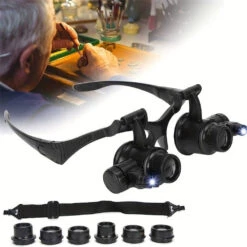 Magnifying Glass With LED Light Head Mount Magnifier Appraisal Of Antique Repair Glasses 10X 15X 20X 25X Hands Free Magnifying Loupe Eyeglass With Replaceable Lenses For Reading Jewelry Work Watch Repair -Home-Tools 6a3b19a7 7406 4b0c 91ea 1cc38d70f6bb