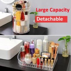 360 Degree Rotation Transparent Tabletop Acrylic Cosmetic Rotating Makeup Organizer Spinning Rack Large Capacity -Home-Tools 6b313312 090e 441c b506 da44f0443ba1
