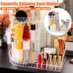 360 Degree Rotation Transparent Tabletop Acrylic Cosmetic Rotating Makeup Organizer Spinning Rack Large Capacity -Home-Tools 72faf40d 73f8 45e3 ae23 107856aa50d9