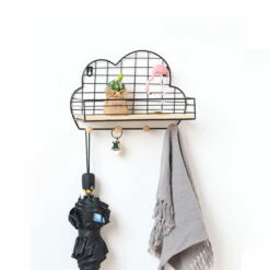 Wall Mounted Shelf Metal Wire Rack Storage Unit With Hooks Key Basket Hanger -Home-Tools 7570e7ed 065b 4762 bf02 87ffbea3e8bd