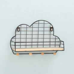 Wall Mounted Shelf Metal Wire Rack Storage Unit With Hooks Key Basket Hanger -Home-Tools 7984b784 a891 4b71 a037 3ff77f44dc26