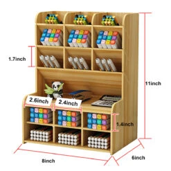 Pen Holder Storage Box Wood Pencil DIY Desktop Container Studentsk Case Rack -Home-Tools 7c5a94c5 d28c 408d b99c 64ae47603607