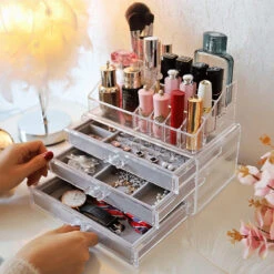 Acrylic Transparent Jewelry Cosmetics Holder Necklace Drawer Drawer Type Jewelry And Cosmetics Storage Box -Home-Tools 83719529 a8f9 4fad 9512 3ac784812ec2