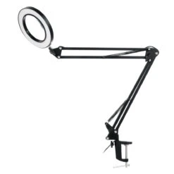 37+37cm Length Magnifying Glass Repair Lamp 3 Color LED Cold Light Beauty Tattoo Clip Table Lamp