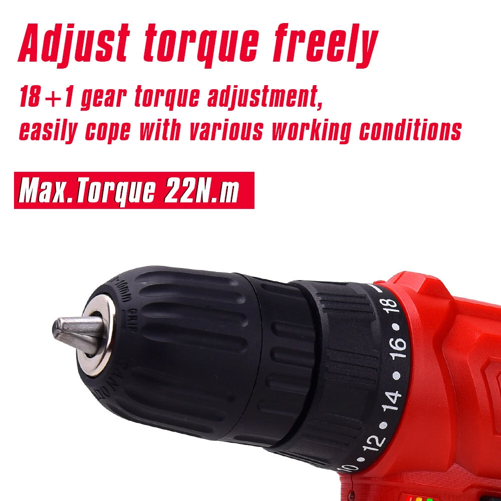 MPT 12V Rechargable Li-ion Cordless Drill Power Dirll 18+1 Torque Cordless Electric Drill Set LED Lighting Screw Driver Tool With 1 Battery & Charger 5 MPT 12V Rechargable Li-ion Cordless Drill Power Dirll 18+1 Torque Cordless Electric Drill Set LED Lighting Screw Driver Tool With 1 Battery & Charger - Image 3