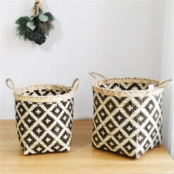 Large Capacity Storage Baskets Woven Bamboo Storage Bucket Handle Flower Pot Vase Toy Holder Household Organizer -Home-Tools 8b23df86 5fb6 4d3c b3b1 c5f96337b023