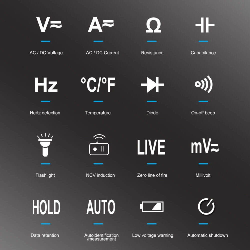 MUSTOOL C21 AC/DC Current Voltage Digital Clamp Meter Large Color Screen NCV 6000 Counts True RMS Automatic Measurement Smart Digital Multimeter 7 MUSTOOL C21 AC/DC Current Voltage Digital Clamp Meter Large Color Screen NCV 6000 Counts True RMS Automatic Measurement Smart Digital Multimeter - Image 5