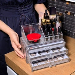 Acrylic Transparent Jewelry Cosmetics Holder Necklace Drawer Drawer Type Jewelry And Cosmetics Storage Box -Home-Tools 8c107044 8c50 4a46 a598 84353e03320c
