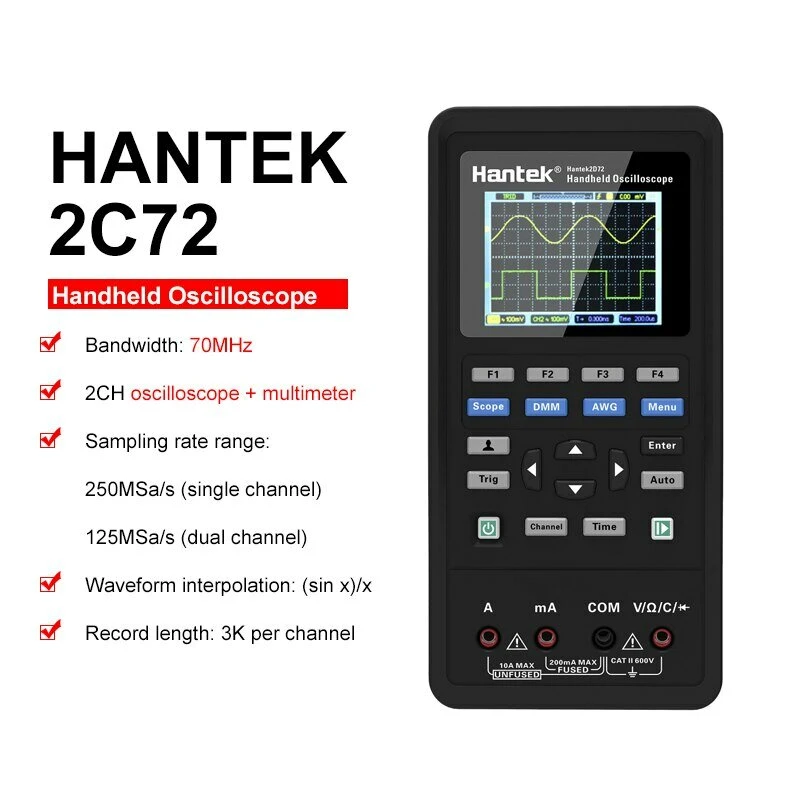 Hantek 3in1 Digital Oscilloscope+Waveform Generator+Multimeter Portable USB 2 Channels 40mhz 70mhz LCD Display Test Meter Tools Ultra-low Power Design With Large-capacity Lithium Battery One-key AUTO 12 Hantek 3in1 Digital Oscilloscope+Waveform Generator+Multimeter Portable USB 2 Channels 40mhz 70mhz LCD Display Test Meter Tools Ultra-low Power Design With Large-capacity Lithium Battery One-key AUTO - Image 10