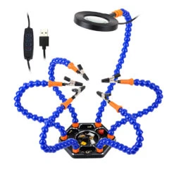 Aluminum Alloy 6-Claw Soldering Station With USB Magnifying Lamp A High-Powered Solution For Precision Work And Hobbyists.