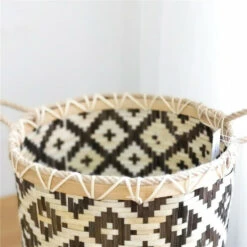 Large Capacity Storage Baskets Woven Bamboo Storage Bucket Handle Flower Pot Vase Toy Holder Household Organizer -Home-Tools 9e433d84 6f24 48a5 bf40 f61d893ac378