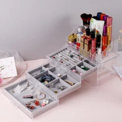 Acrylic Transparent Jewelry Cosmetics Holder Necklace Drawer Drawer Type Jewelry And Cosmetics Storage Box -Home-Tools 9fa7da29 76af 4607 9cda 79d8cd94b79c