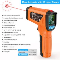MESTEK Advanced Infrared Thermometer IRO2C Wide Temperature Range (-50°C To 800°C) Adjustable Emissivity 12-Point Laser Inverted Color Screen HD Backlight Accurate Measurements Ideal For Industrial HVAC And Home Use -Home-Tools a6d95db9 5eb1 43c4 8094 ec4a8533bddd