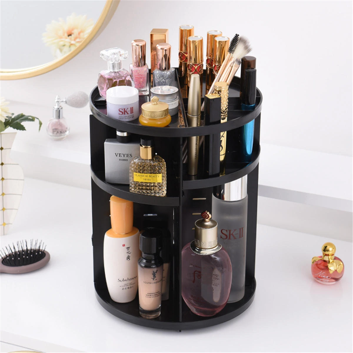 360 Degree Rotating Makeup Organizer Box Transparent Acrylic Brush Holder Jewelry Makeup Organizer Cosmetic Beauty Storage Box 4 360 Degree Rotating Makeup Organizer Box Transparent Acrylic Brush Holder Jewelry Makeup Organizer Cosmetic Beauty Storage Box - Image 2