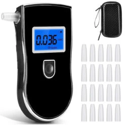 Portable Alcohol Breathalyzer With 20 Mouthpieces Professional Grade Accuracy Blood Alcohol Tester LCD Screen Personal Alcohol Breath Tester