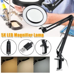 Front Page 40 5X Magnifying Lamp Clamp Mount LED Magnifier Lamp Manicure Tattoo Beauty Light