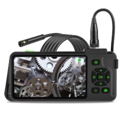 VISHRT 7.9mm Dual Lens 4.5-inch IPS Color Screen Industrial Borescope Waterproof Inspection Camera 3.5/5/10M Rigid Cable