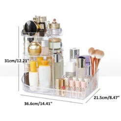 360 Degree Rotation Transparent Tabletop Acrylic Cosmetic Rotating Makeup Organizer Spinning Rack Large Capacity -Home-Tools cc8c5329 3c80 41a2 adef 49a1fe92aa59
