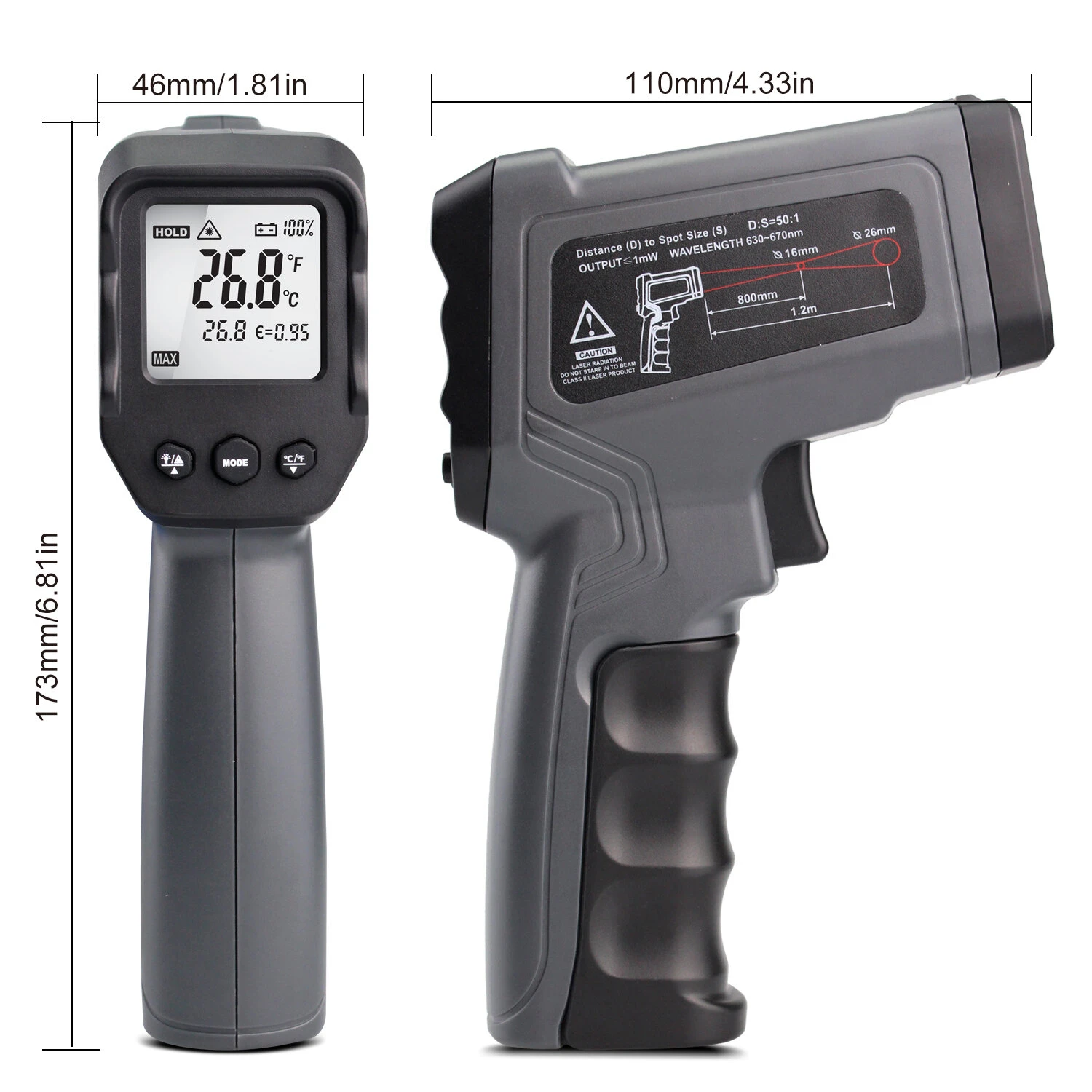 KAEMEASU -50~1100℃ Dual-laser Infrared Thermometer Multifunctional Infrared Thermometer Laser Industrial Temperature Measurement 5 KAEMEASU -50~1100℃ Dual-laser Infrared Thermometer Multifunctional Infrared Thermometer Laser Industrial Temperature Measurement - Image 3