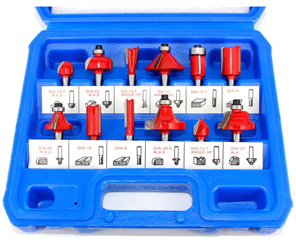 12/15pcs 1/4" Shank Router Bit Set Milling Cutter For Wood Trimming Slotting Engraving Carbide Woodworking DIY Tools 11 12/15pcs 1/4" Shank Router Bit Set Milling Cutter For Wood Trimming Slotting Engraving Carbide Woodworking DIY Tools - Image 9