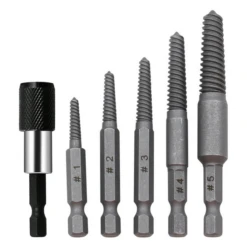 5 Pack Screw Extractor Center Bit Guide For Broken Bolt Puller Hex Handle And 1 Wrench For Broken Hand Tools