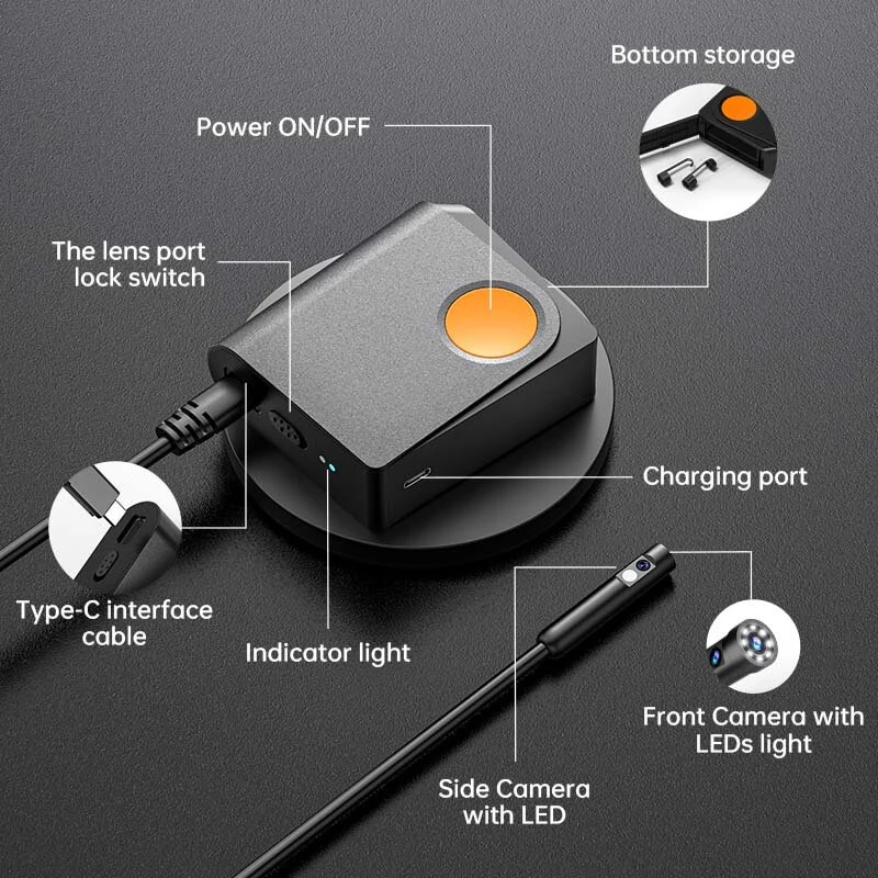 ANESOK W200 8mm Dual Lens 2K Wifi Wireless Endoscope Inspection Camera Borescope 1/5/10M Tube For Underwater Vent Pipe Car Repair 7 ANESOK W200 8mm Dual Lens 2K Wifi Wireless Endoscope Inspection Camera Borescope 1/5/10M Tube For Underwater Vent Pipe Car Repair - Image 5