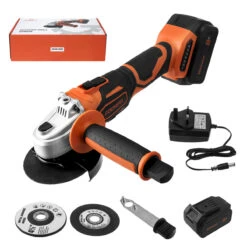 GOCHIFIX 8000RPM Cordless Brushless Angle Grinder 4Ah Li-Ion Battery Power Angle Grinders 3-Position Ergonomic Handle Dust-Proof Design With Grinding Cutting Wheel For Metal Wood -Home-Tools dd6dcc2d 8794 498e b2e3 c7eb5a37fc0f
