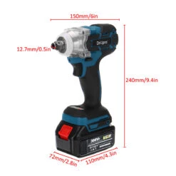 Drillpro 388VF 2 In1 520N.M Brushless Impact Cordless Electric Wrench Power Tool W/ 1/2x Battery -Home-Tools dd73ebe4 bc26 4fbb 8ad0 b9bc6da6e12e