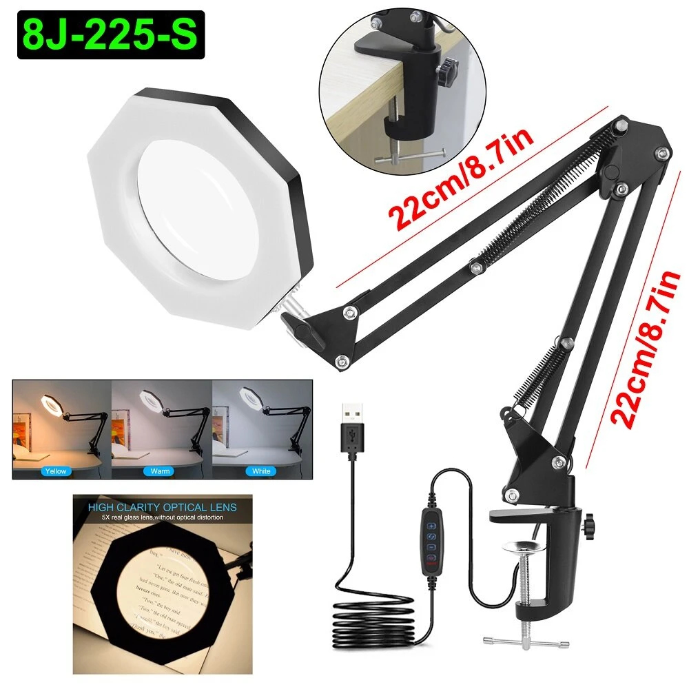 NEWACALOX USB 5X Folding Magnifier Table Clamp Soldering Third Hand Tool 3 Colors LED Illuminated Lamp Magnifying Glass 9 NEWACALOX USB 5X Folding Magnifier Table Clamp Soldering Third Hand Tool 3 Colors LED Illuminated Lamp Magnifying Glass - Image 7