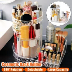 360 Degree Rotation Transparent Tabletop Acrylic Cosmetic Rotating Makeup Organizer Spinning Rack Large Capacity -Home-Tools e3c1cb0e 2bc8 40a8 9861 2bcfd160f6e6